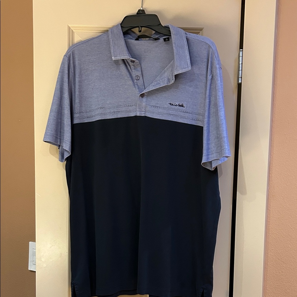 Travis Mathew Blue and Gray Polo Shirt